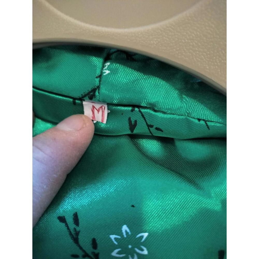 Reversible Satin Dragon Kimono Robe Green & Black Embroidered Vintage Style M - Picture 5 of 14